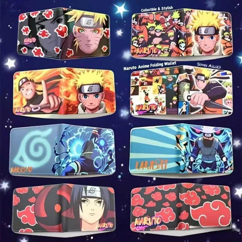 Наруто аниме красное облако Коноха Какаши Учиха PU складной кошелек для карт сумка мужской подарок на день рождения аксессуары