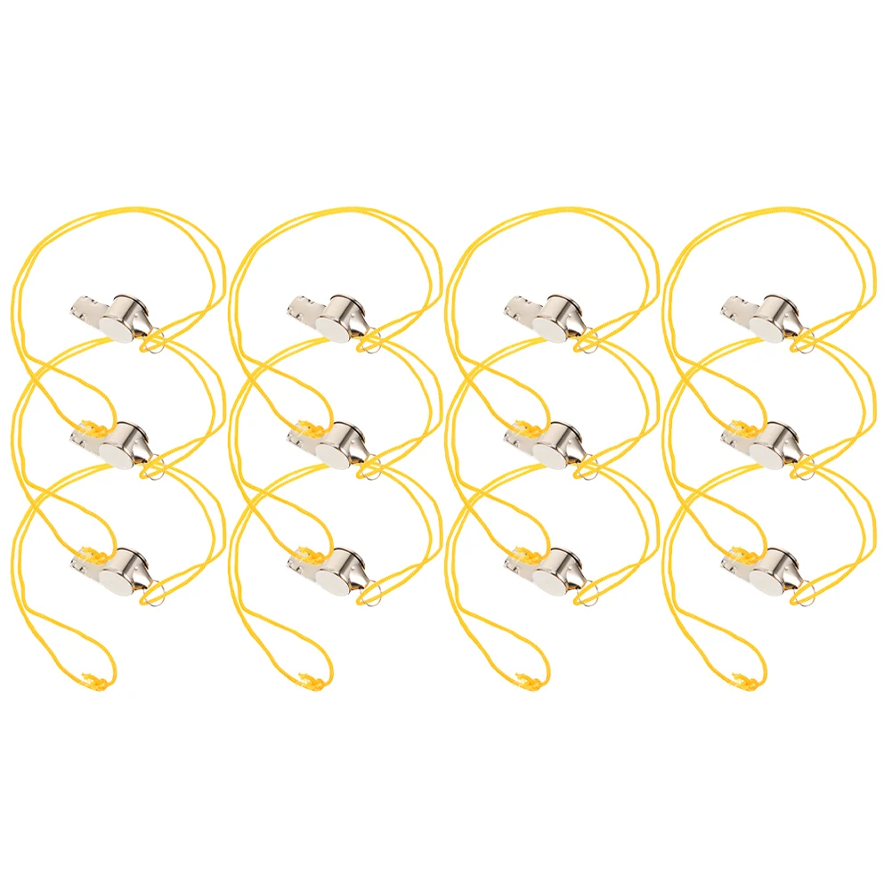

12 Pcs Sports Whistle with Rope Football Stainless Steel Lanyard Referee Whistles Shirt Safety Basketball