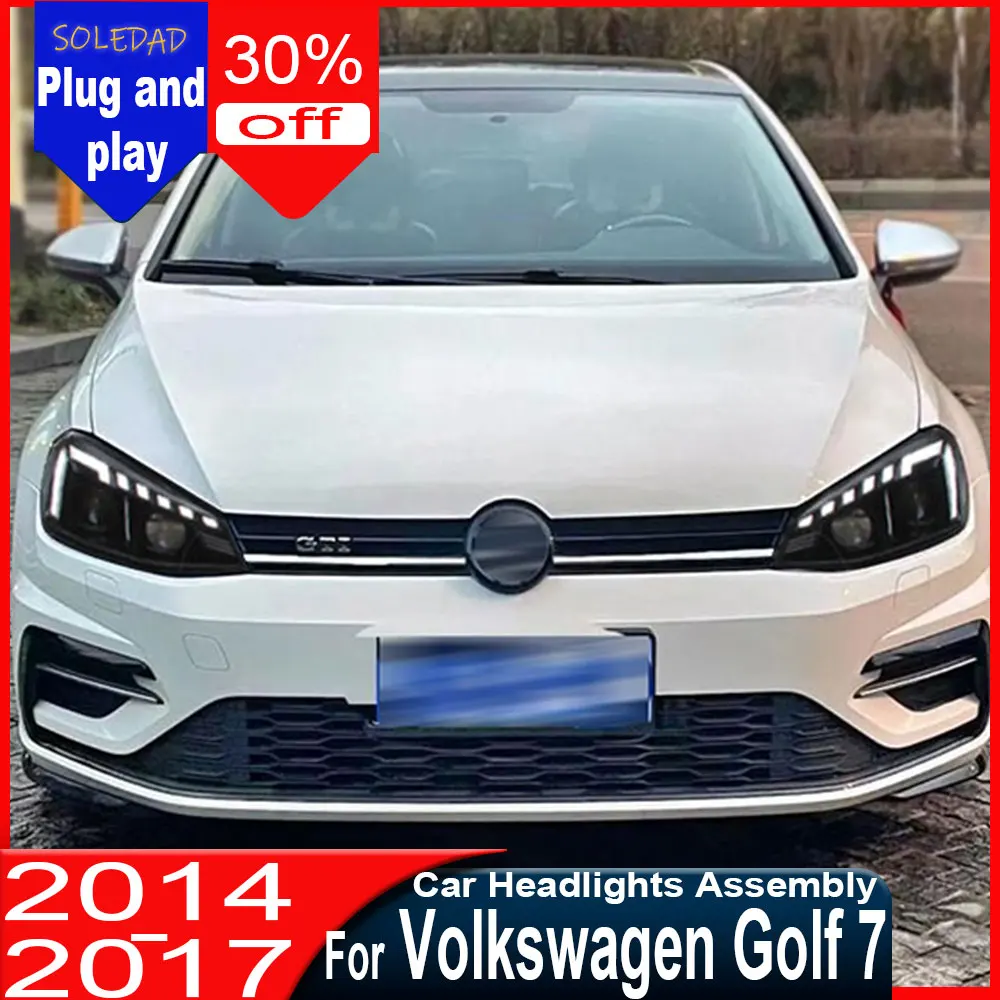

Автомобильные фары для VW Golf 7 2013-2017: Светодиодные фары-проекторы MK7, светодиодные головные лампы, сигнальные фары, ДХО, автомобильные аксессуары