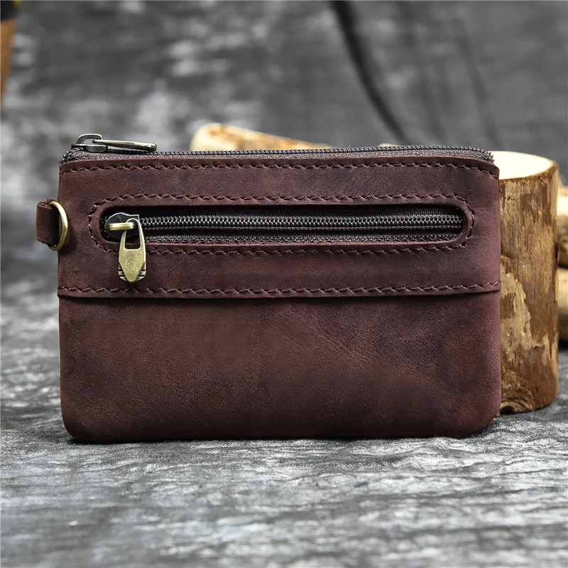 Little Dompet Koin ของแท้หนังผู้ชายผู้หญิงกระเป๋าสตางค์กระเป๋าสตางค์ Vintage หนังแท้ Rfid กระเป๋าเก็บบัตรกระเป๋าสตางค์บางชายหญิง