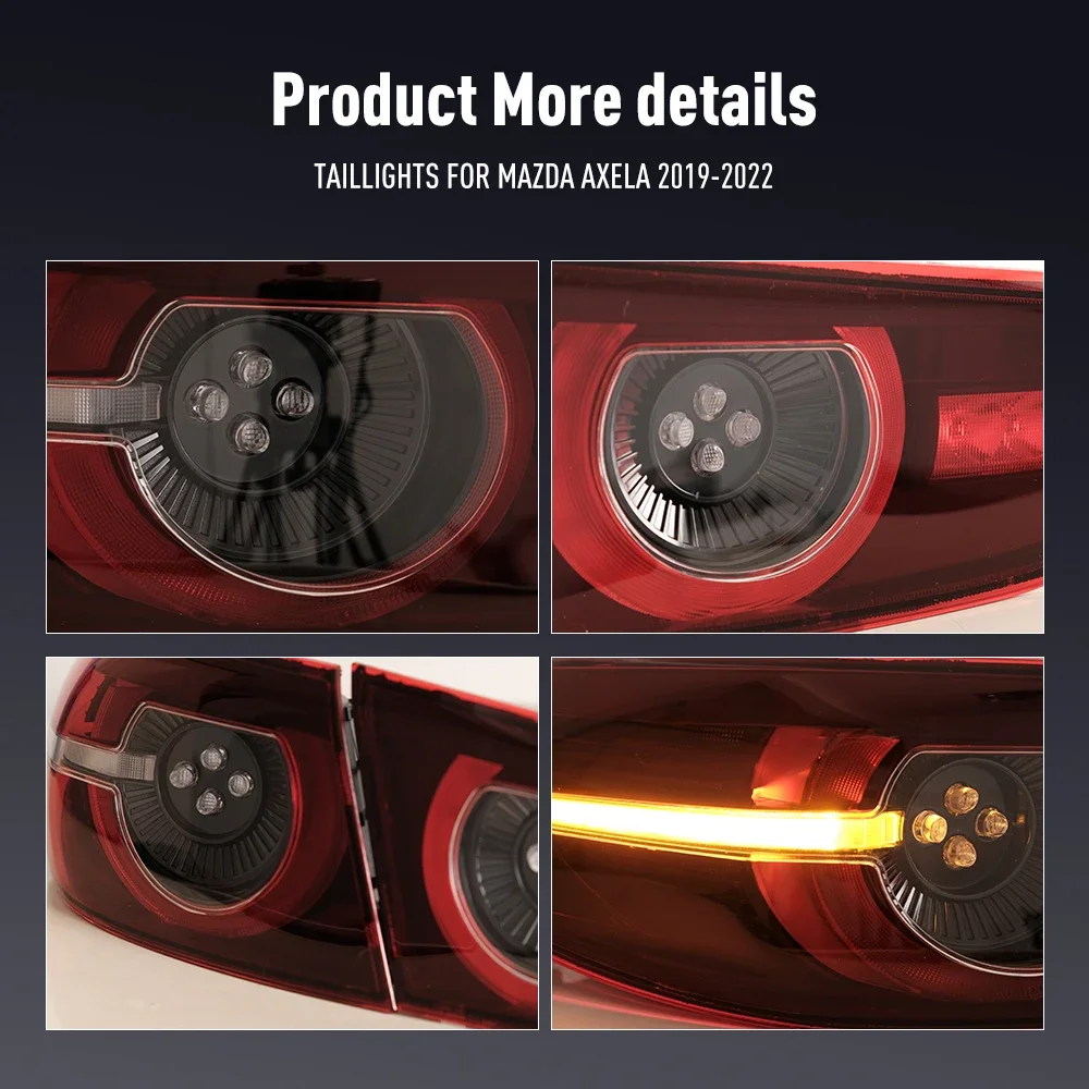 1 комплект светодиодных задних фонарей для Mazda Axela 2019-2022, задние фонари с тормозом, задние фонари, противотуманные фары, указатель поворота