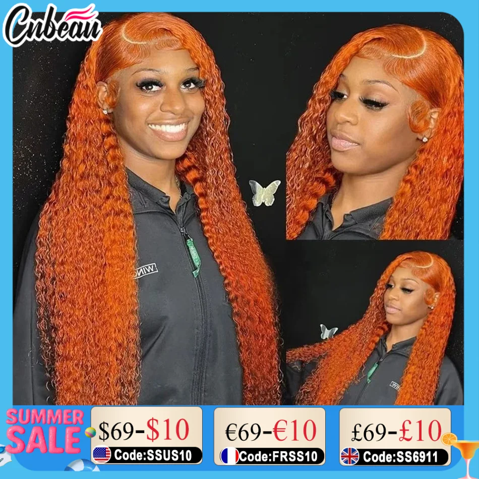 

Curly Orange Ginger Lace Front Human Hair Wigs13x4 13x6 Hd Lace Front Human Hair Wig For Women 36inch Deep Wave Frontal Wig