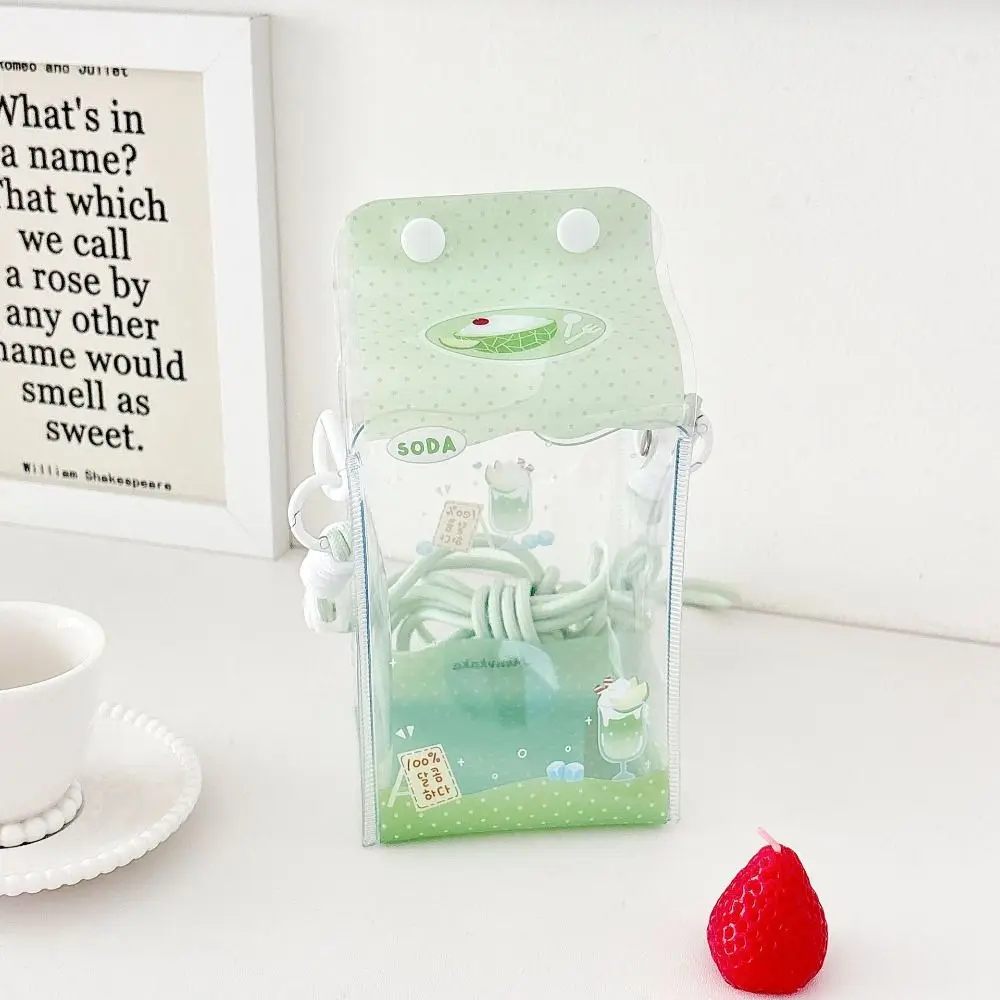 Kawaii Cute Milk Doll Display Bag Transparent Crossbody Doll Carrying Case Zipper With Lanyard Storage Bag Doll Coin Purse