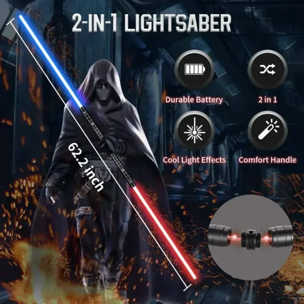 Sable de luz de Metal, espada láser, juguetes, sable de luz RGB, 7 cambios de Color, fuentes de sonido para niños, fuerza FX FOC Blaster, juguetes, espada láser Jedi, regalo