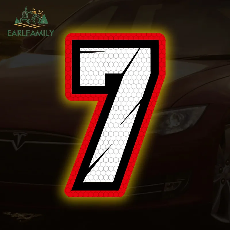 EARLFAMILY Adesivos Refletivos de Número de Corrida para Carro, Decalques para Para-brisa de Moto, Capacete de Scooter, Ocultação de Arranhões, Estili