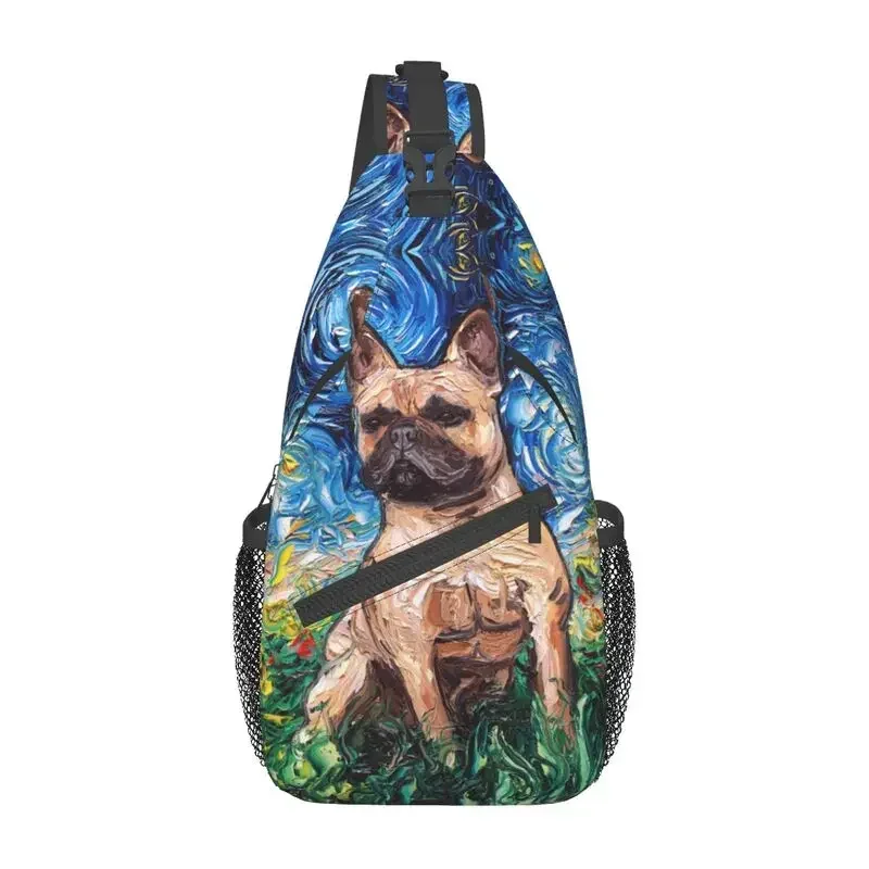 

French Bulldog Sling Crossbody Backpack Men Custom Frenchie Pet Dog Chest Shoulder Bag for Travel Hiking Daypack