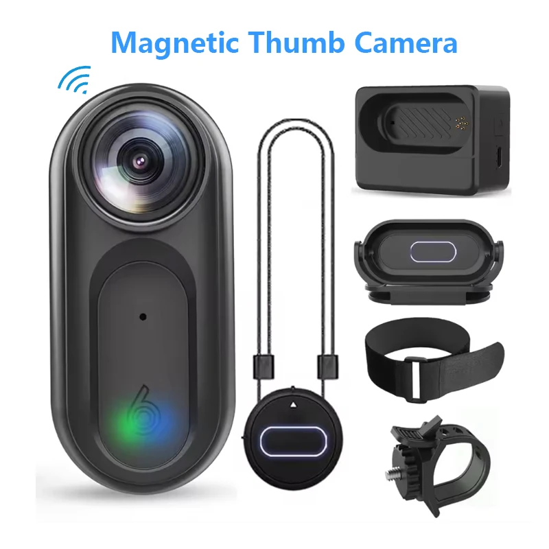 

1080P Magnetic Thumb Camera Handheld Cam Action Camera WIFI Pocket Camera Upgraded Waterproof for Outdoor Cycling Diving Hiking