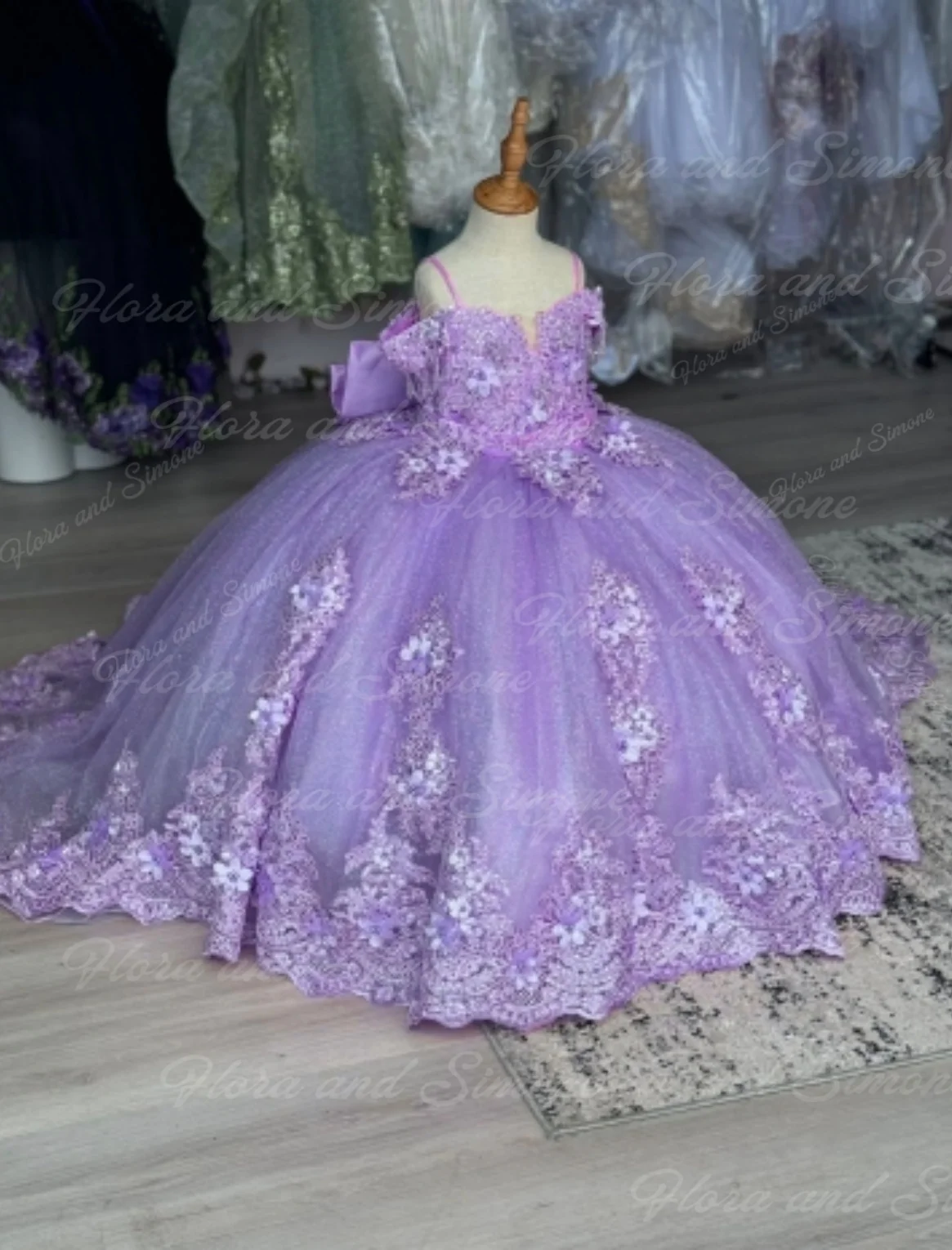 Quinceañera luxo bordado apliques miçangas vestido da menina de flor para festa de casamento meninas pageant recepciones formais personalizado