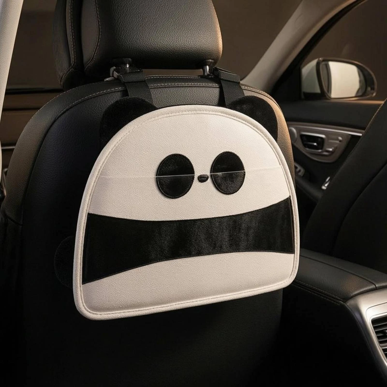 

Panda Car Seat Organizer Fleece-Like Headrest Hanging Organizer Adjustable Straps
