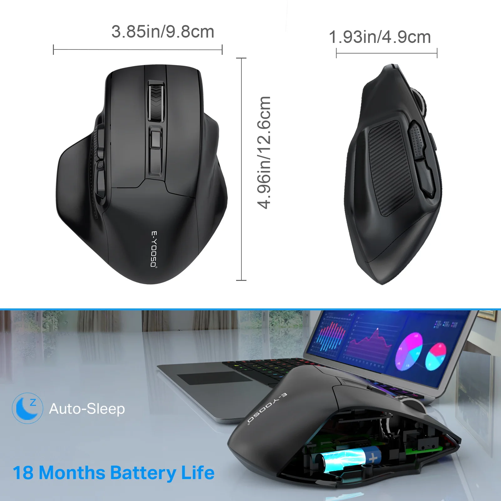 E-YOOSO 2.4G ماوس لاسلكي PAW3212 4800 ديسيبل متوحد الخواص مريح ماوس الألعاب ماوس مكتب لأجهزة الكمبيوتر المحمول ماك بوك