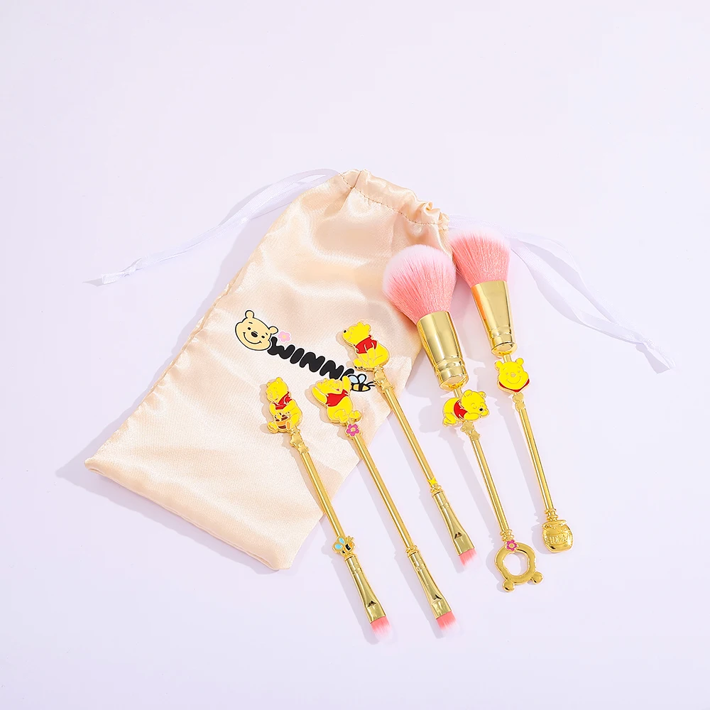5-delige Winnie de Poon make-upborstelset Metallic textuur Cartoon make-uptools Geschikt voor verjaardagsfeestjes voor meisjes, kerstcadeau