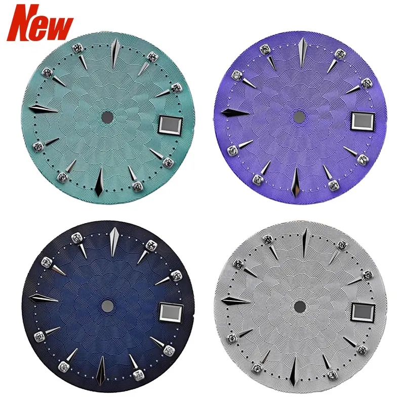 

Циферблат часов 29 мм для механизма NH35/NH36, радиальный узор, циферблаты с алмазной шкалой, дизайн поверхности, модифицированные аксессуары, инструменты