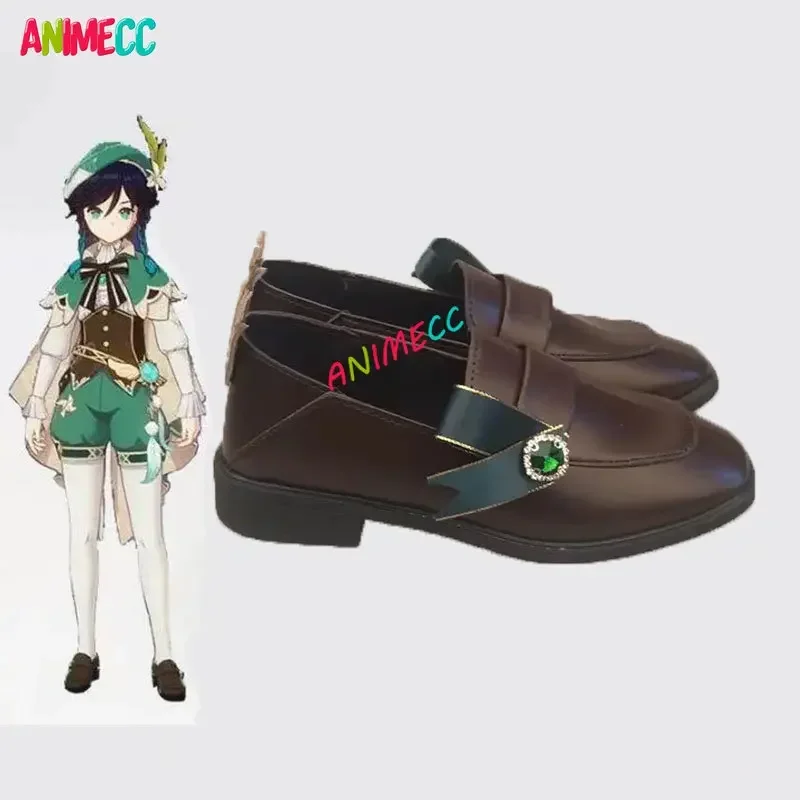 

Anime game Genshin impact venti shoes accessories windborne tone-deaf bard cosplay foot wear boots for women men Girls