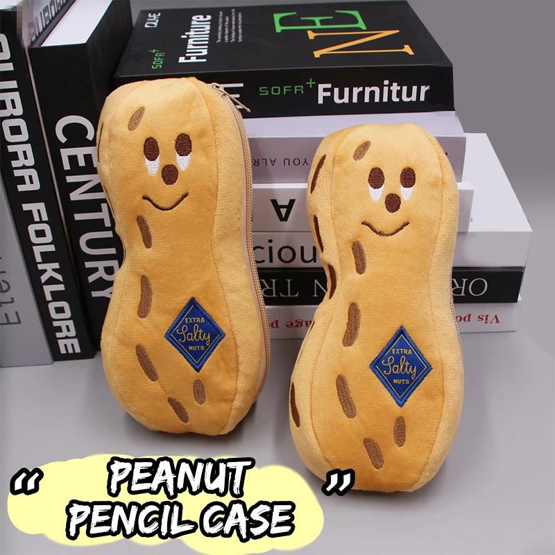 Cute Good Thing Happen Pencil Case Cosmetic Bag Plush Embroidery Pen Pouch Large Capacity School Supplies Stationery Storage Box