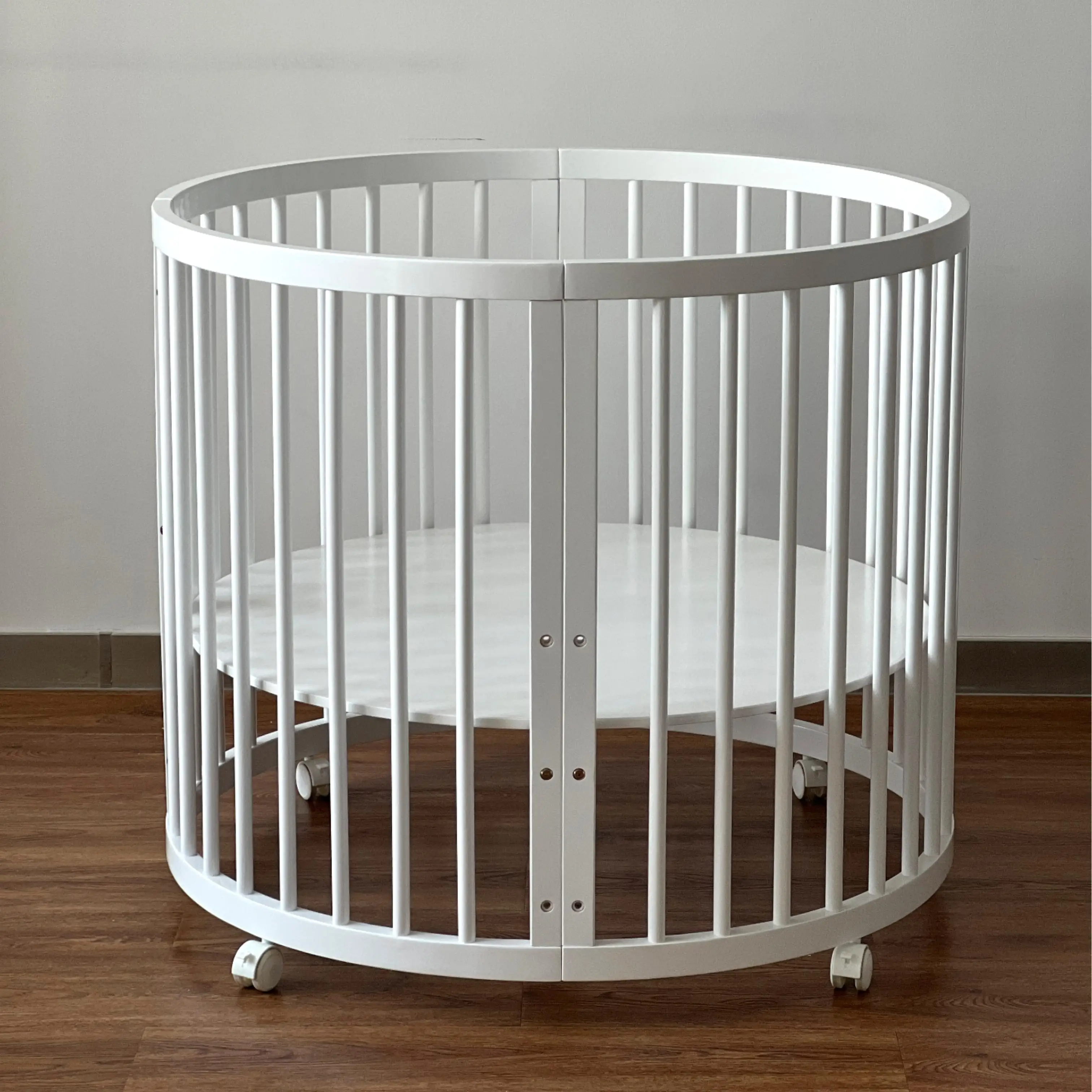 Newborn Baby Sleeping Bed White Crib Wooden Kids Oval Shape Bed Oval Beds Baby Bed for Newborn