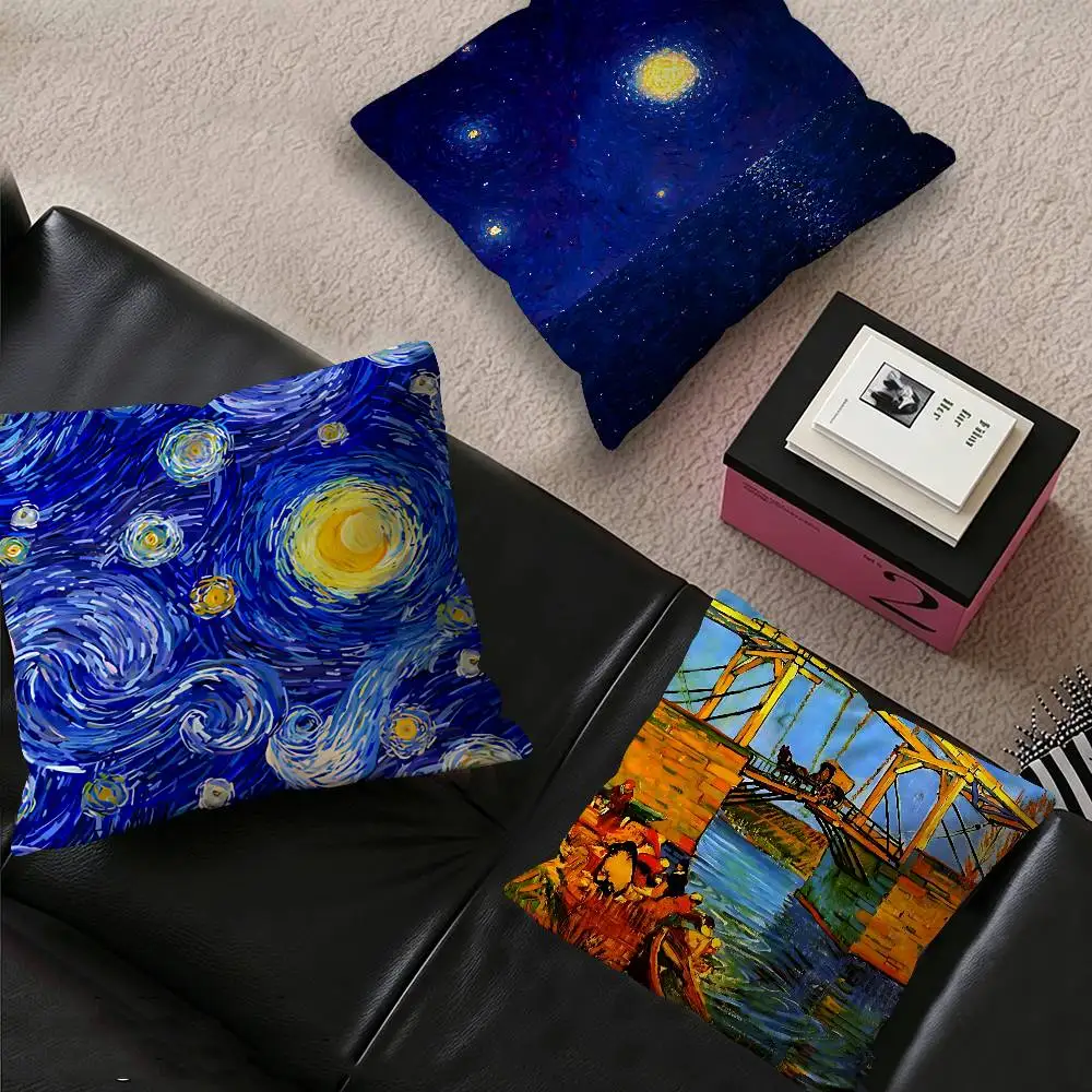 V-Van Gogh Pillowcase toon Gift Cushion Cover Bedroom Home Sofa Chair Seat Decor pillow case