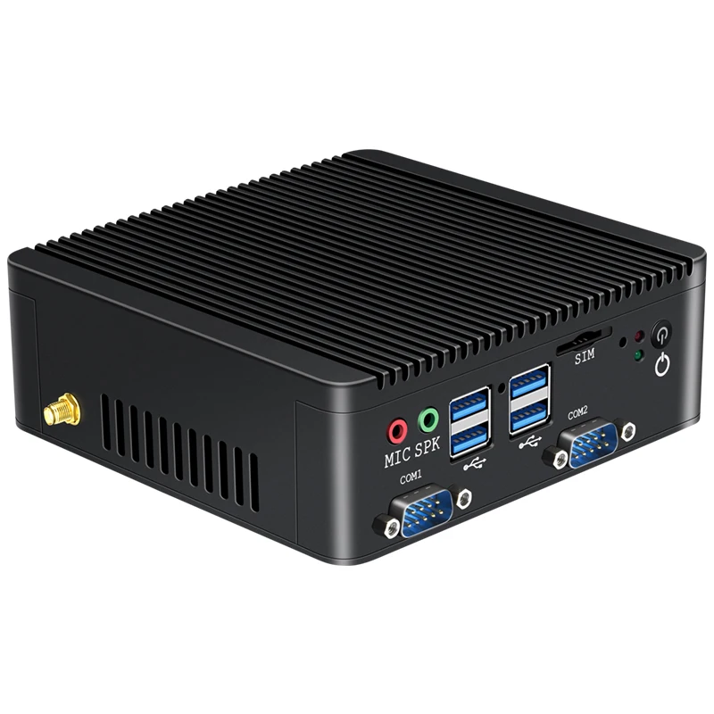 Helorpc 2LAN4COM Industrie-Mini-PC mit Inter Celeron J4125/N4000 unterstützt WIN10 Ubuntu 8xUSB 2xHDMI WIFI 4G LTE-Computer