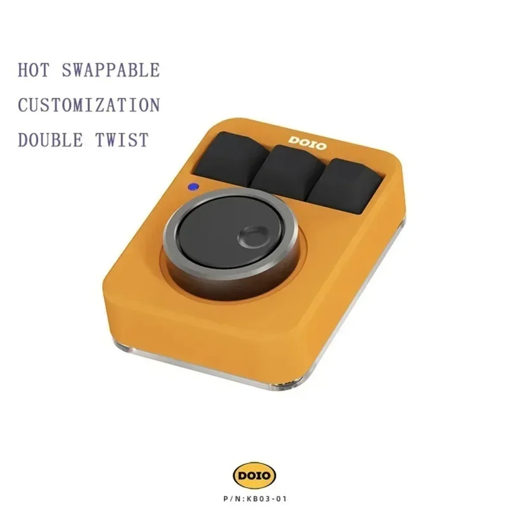 DOIO KB03-01 Mechanical Keypad RGB Hot Swap Aluminum Alloy Double Knob Wired Mini Custom Gaming Designer Macro Pad Accessories