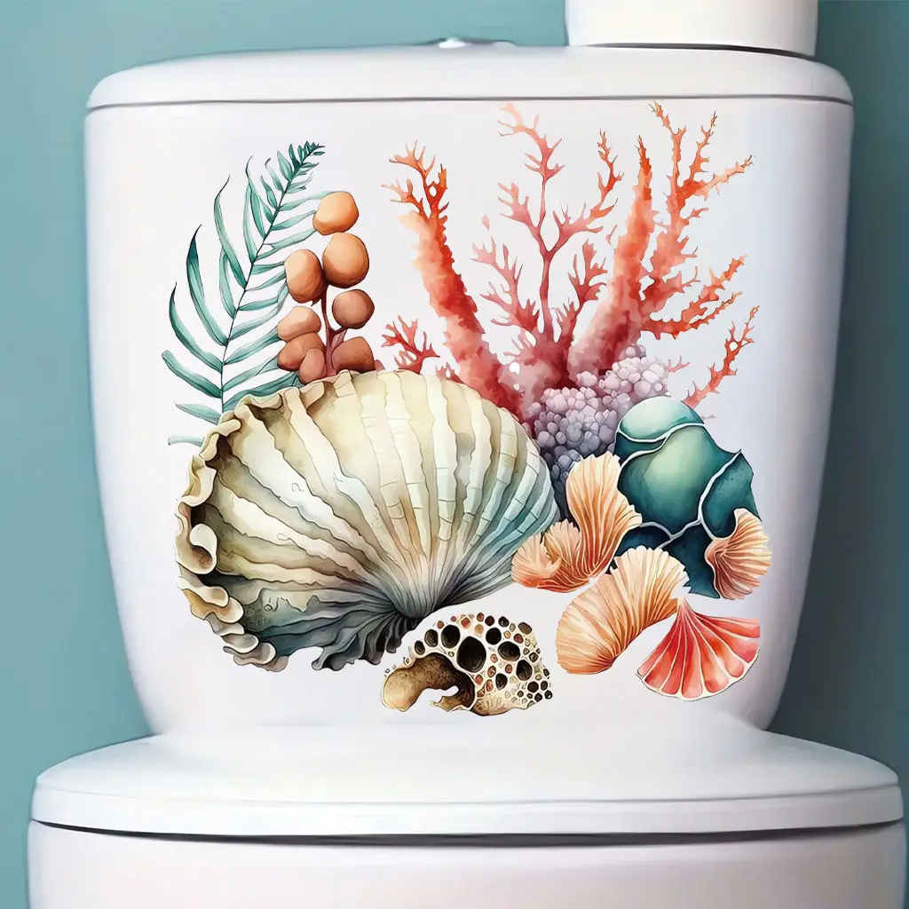 

Creative New Marine Coral Turtle Bathroom Toilet Sticker Household Toilet Decoration Self-adhesive Waterproof Wall Stickers S792
