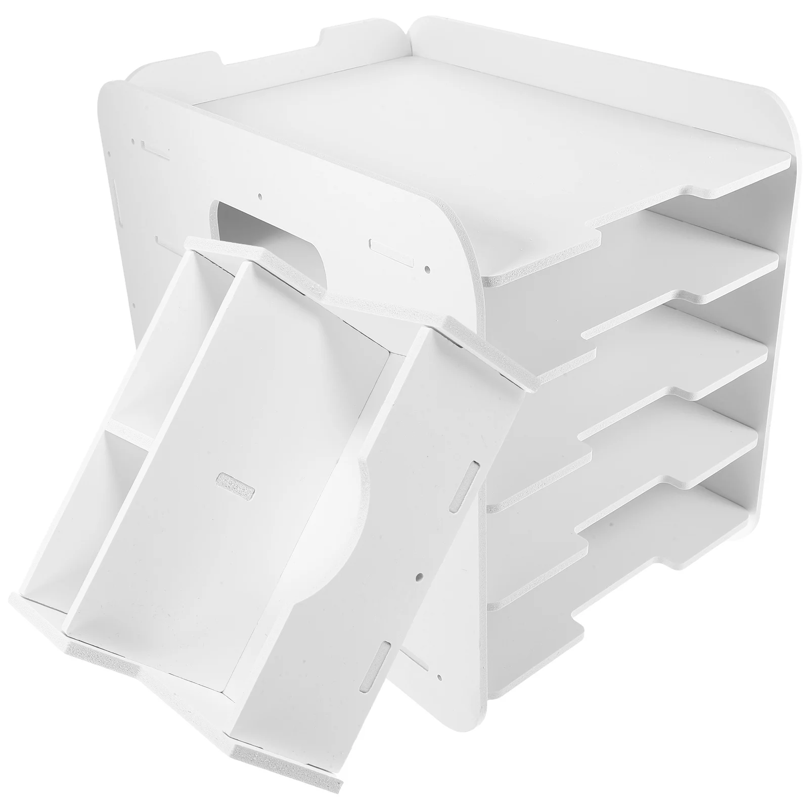 File Storage Shelf Desktop Document Organizer Large Capacity Wood-Plastic Composite Material Stackable Design for Office Study