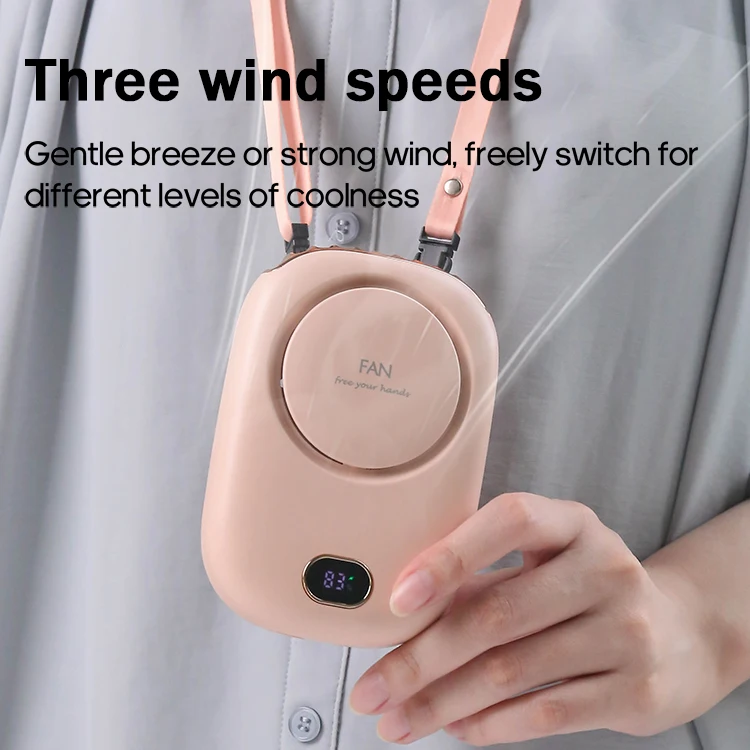 Necklace Fan Kinscoter 2000mah Battery Air Cooler Mini Fan Portable Rechargeable Bladeless Waist Hanging Ventilation Fans