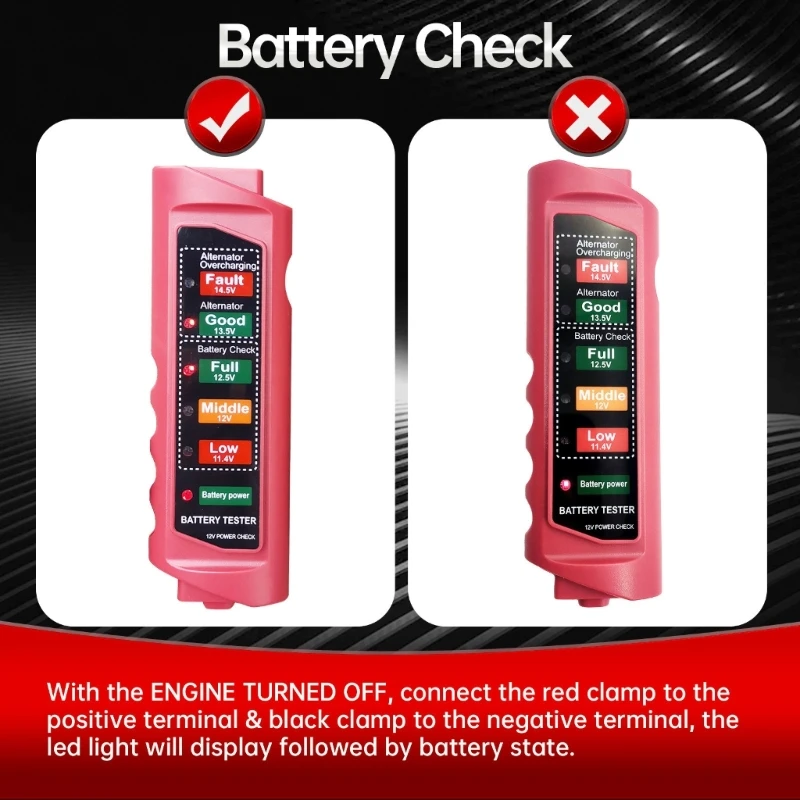 Vehicle Digital Battery Monitors Analyzer, Quick Connection Designs, Multifunction Car Battery Condition Reporting Dropshipping