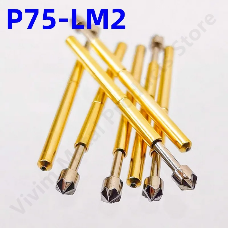 

100PCS Spring Test Probe P75-LM2 Test Pin Copper Nickel Plated Spring Test Pin Head Dia 1.30mm P75-LM Pogo Pin 1.02mm 17mm