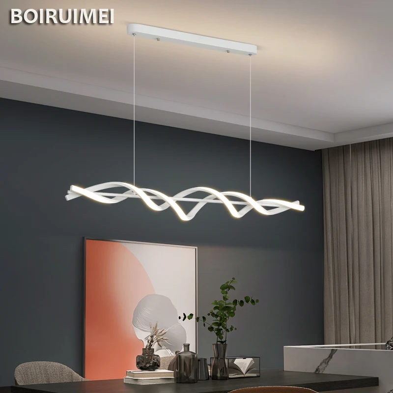 Modern Minimalist Spiral Led Pendant Light Bedroom Restaurant Balcony Chandelier Long Dining Table Hanging Lamp Home Luminaries