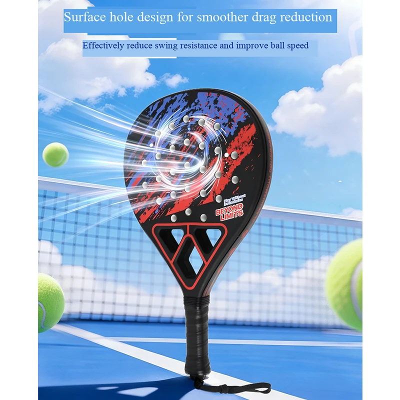 New Three Holes Personalised Model Panel Tennis Racket Set New ABS and Glass Fiber Composite Padel Racket for Teens and Adults