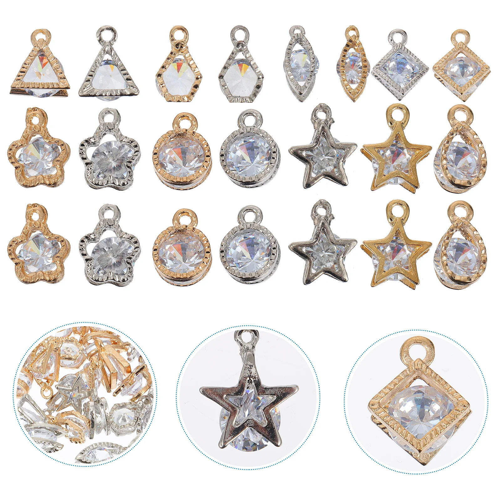 

40pcs Crystal Zirconia Components Alloy Pendants Jewelry Making Materials Diy Necklace Charms Decorative Jewelry Supplies
