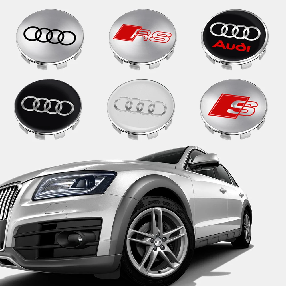 4pcs 56/60/63/65/68mm Wheel Hub Caps Sticker Car Emblem Badge Decoration for AUDI S RS A3 A4 B8 8P 8V A6 C7 A5 Q5 B7 B6 B9 Q7 A7