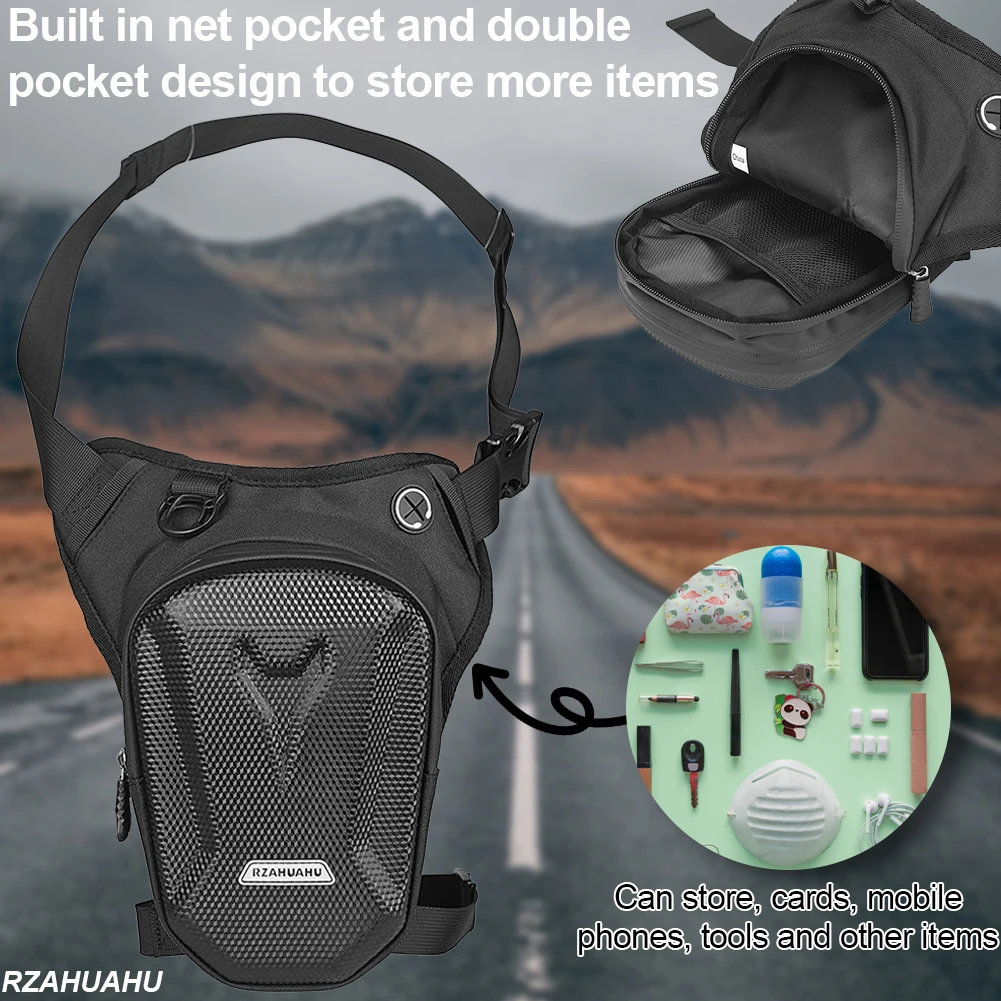 RZAHUAHU Motorcycle Leg Side Bag EVA Hard Shell Outdoor Waist Motorbike Packs