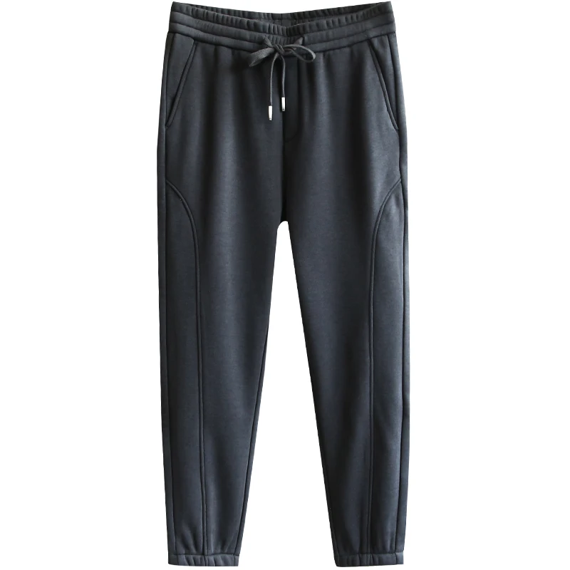 Ae Thiened Fce Lined 3D Tailored Men's Casual Trousers Faionable Urban Long Pants Autumn Winter Warm Cuffed Sweatpants