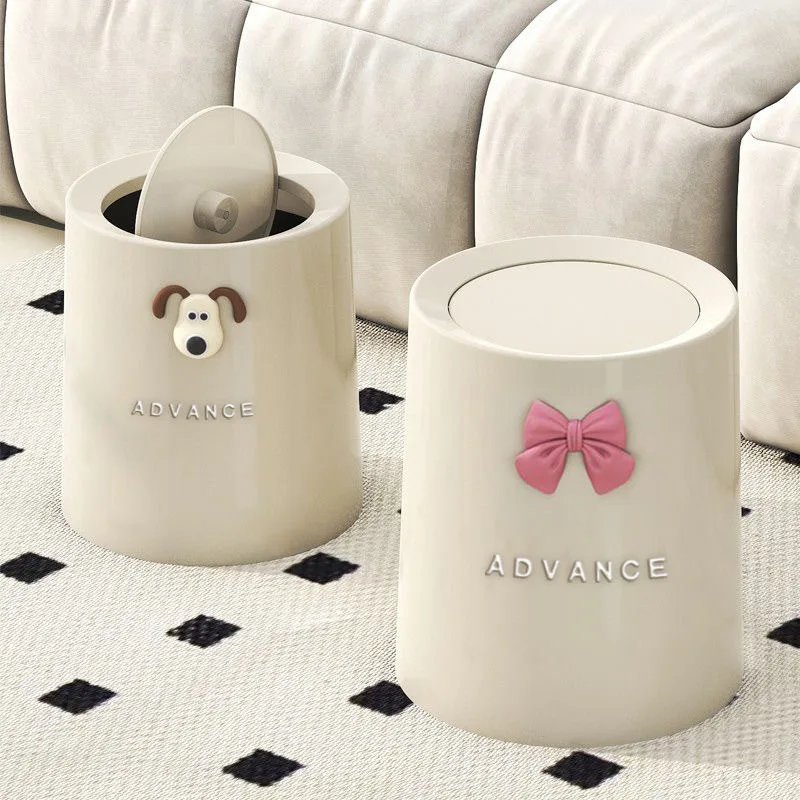 Bow Tie Trash Can Simple Home Cute Puppy Living Room Kitchen Bedroom High-Looking Storage Bucket Large Capacity