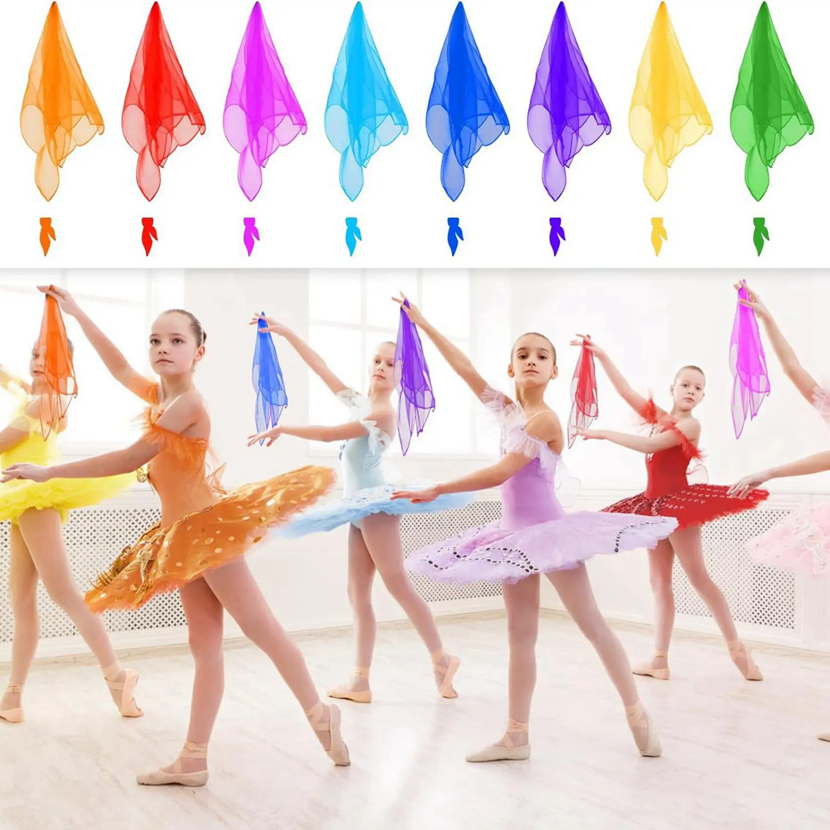 

RTSHE-72 Pcs Juggling Scarves For Kids Dance Scarves For Music Class Rhythm Scarves Play Silks For Children Movement