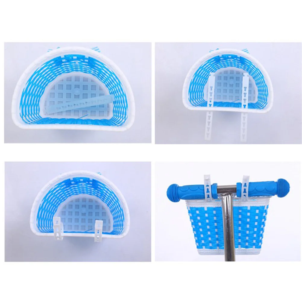 Butterfly Knot Bike 20.5X13.8X13.5Cm Blue Durable Front Bicycle Basket For Kids Lightweight Plastic Knitted Basket For Girls