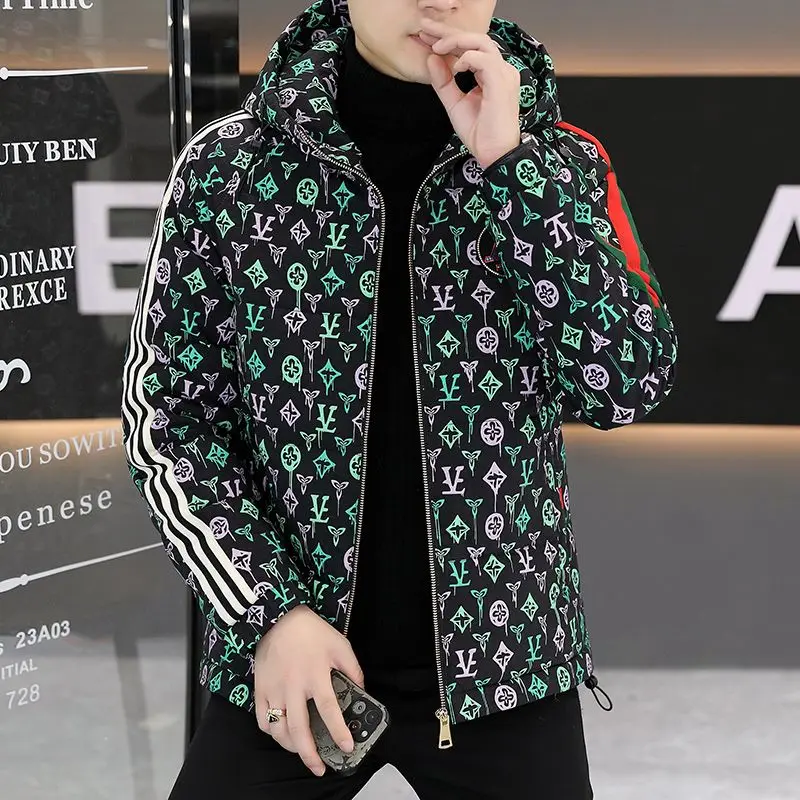 

Winter men's clothing popular cotton-padded clothes youth hooded trendy brand cotton clothes thickened casual jacket men