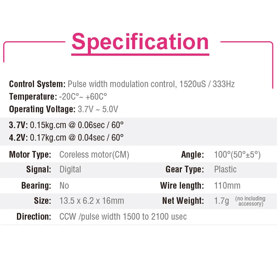 Grande Torque Mini Servo Digital, AFRC D1302, Conector JST1.0 para Modelo RC, Drone, Avião, Helicóptero, 1.7G