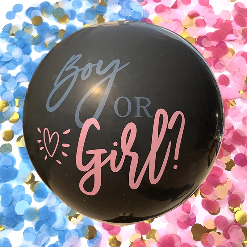 

36Inch Black Gender Reveal Balloon Set Boys Or Girls Arrange Latex Balloons Baby Shower Confetti Birthday Party Decorations