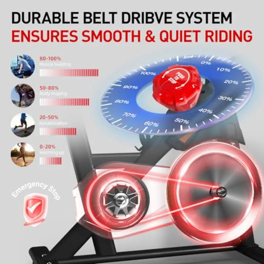 دراجة تمرين ثابتة داخلية للياقة البدنية المنزلية مع دراجة تمرين مقاومة مغناطيسية بسعة 350 رطل تتميز بالبلوتو