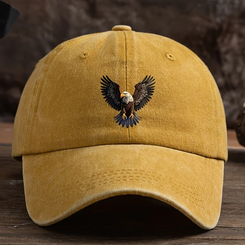 Eine Baseballkappe mit geflügeltem Adler-Print für Herren-Outdoor-Mütze, modisch und vielseitig, verstellbare Hip-Hop-Entenschnabelmütze