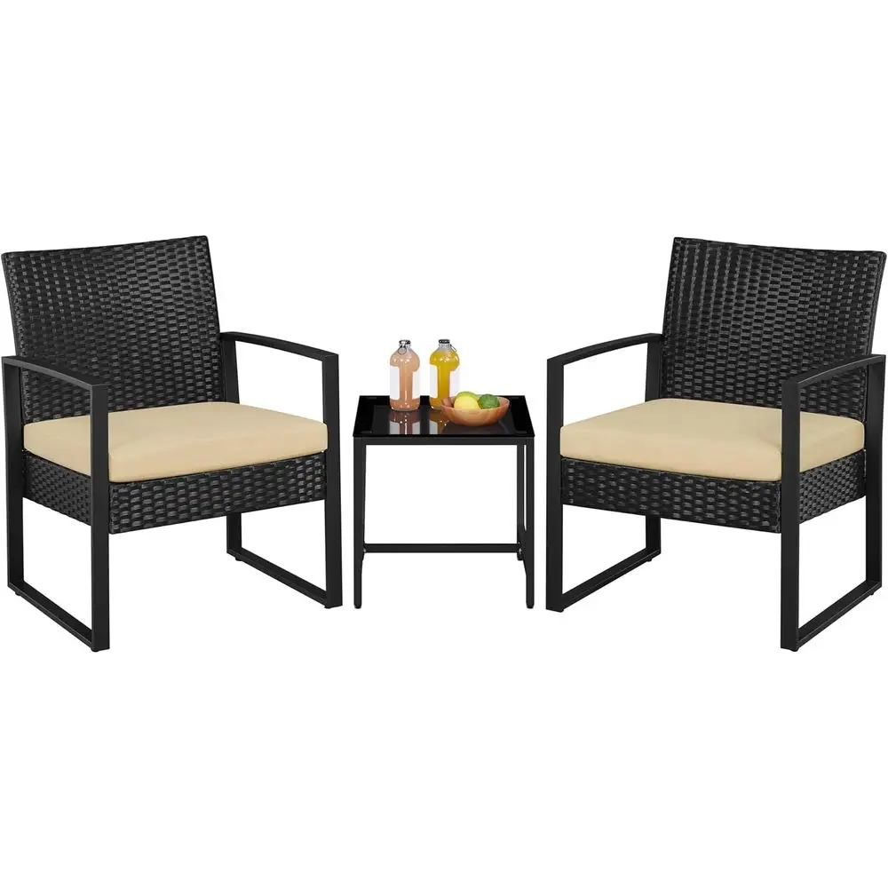 3 Pieces Rattan Bis…