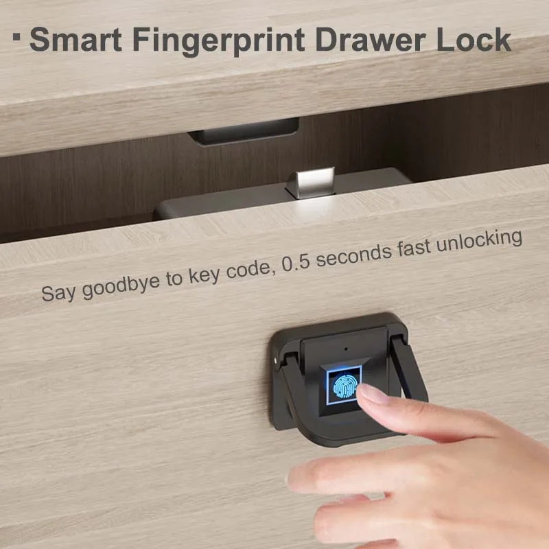 New Fingerprint Locks Black Keyless Smart Drawer Lock Biometric Fingerprints Baby Security Lock Home Bedside Locker Door Padlock