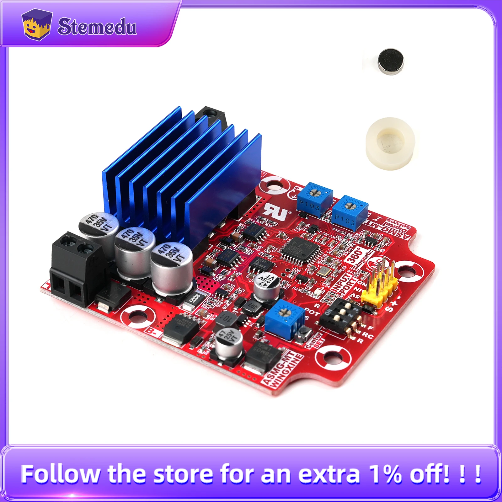 PCB Control Board for 500kg ASMG-MTB Magnetic Encoding 360 Degree High Torque Digital Servo DC 12-24V Large Robotic Manipulator
