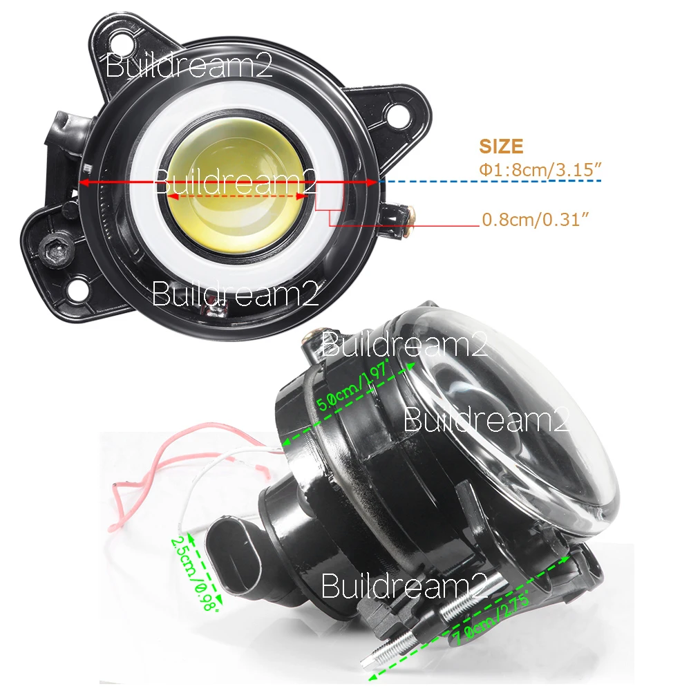 2 Pieces Fog Light Angel Eye DRL 30W 9006 Car LED Fog Daytime Running Lamp 3000LM For Volkswagen VW Gol (G5) 2008 2009 2010 2011