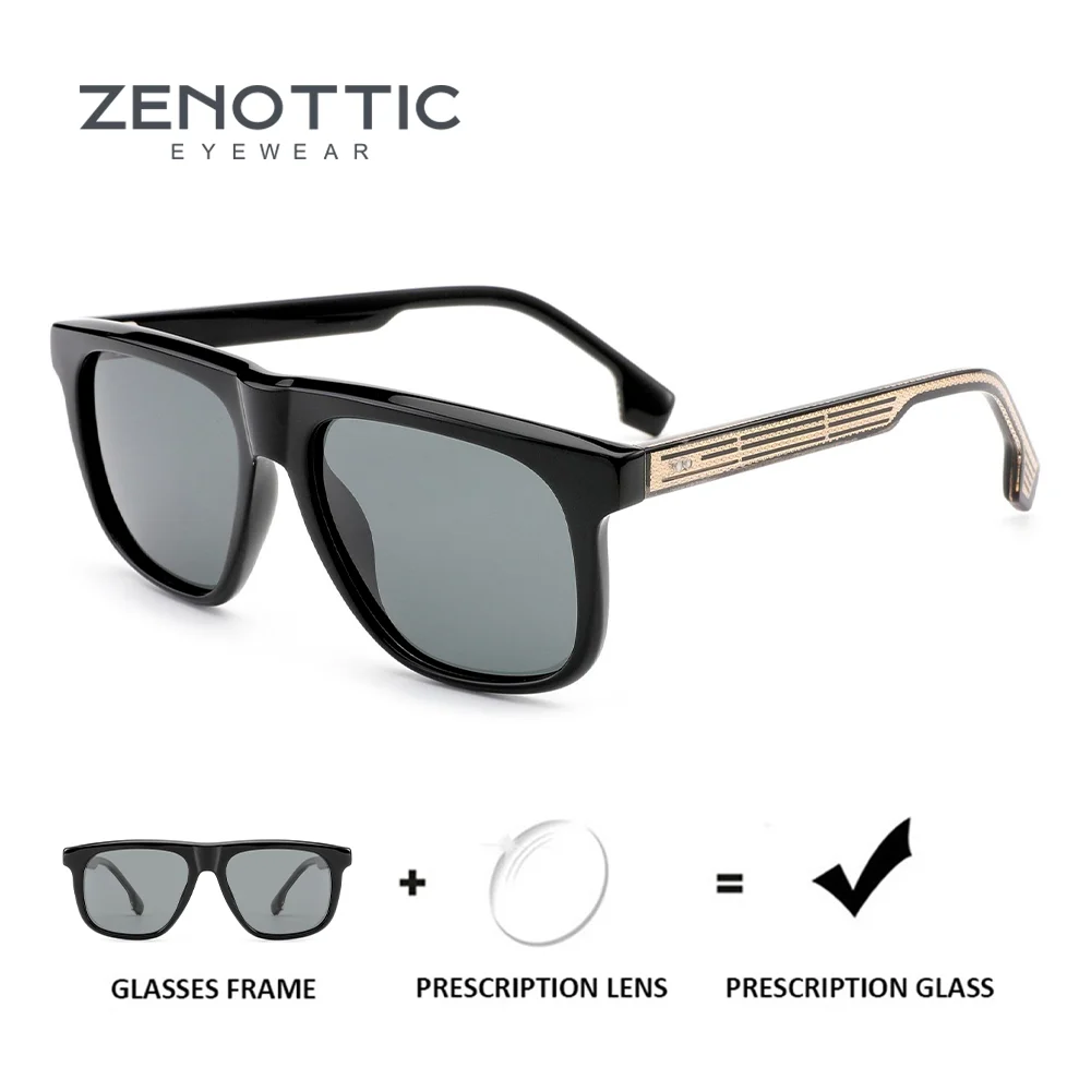 

ZENOTTIC Modish Metal Polarized Square Prescription Sunglasses For Men Stylish Uv400 Protection Corrective Sun Glasses