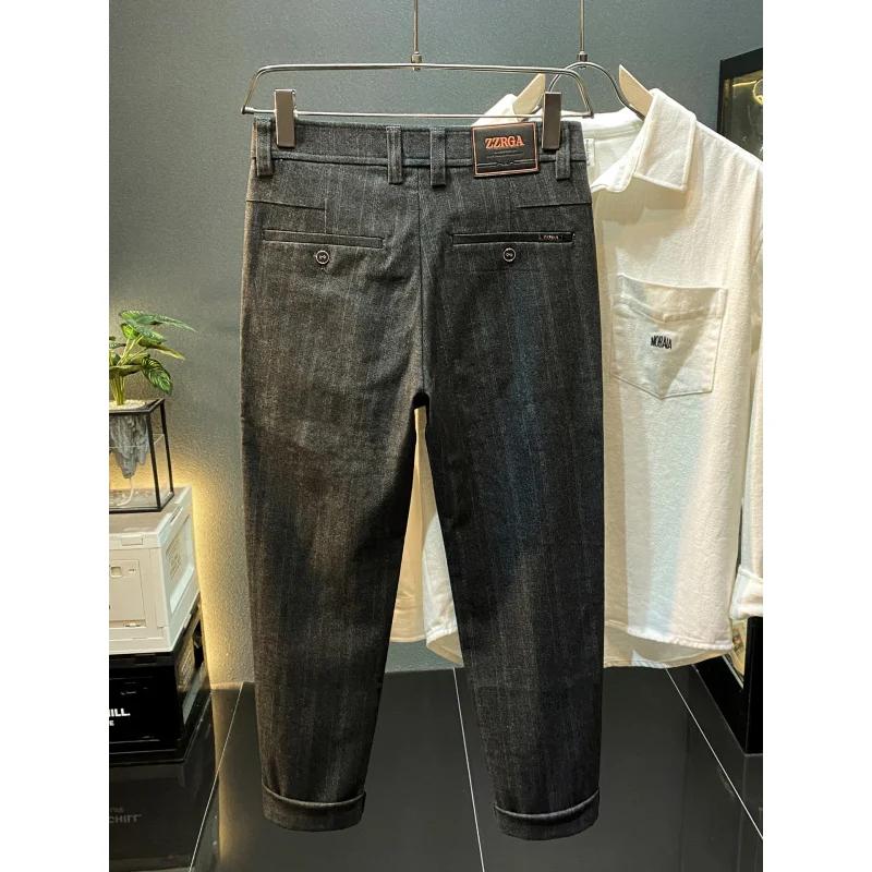 

Men's Business Pants2025Autumn Winter New High-End Fashion Straight-Leg Striped Print Casual Pants