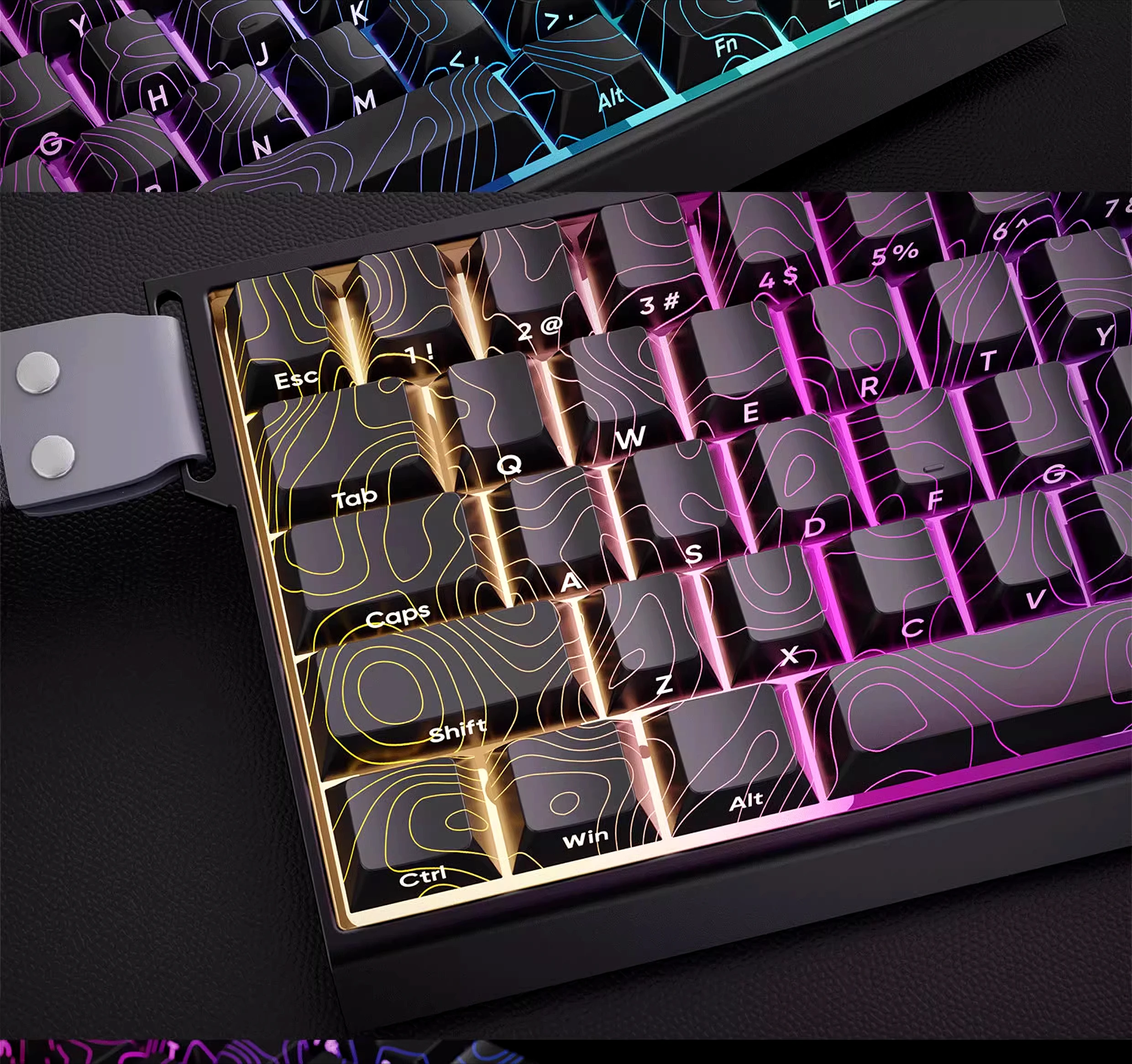 Black contour 3.0 side engraved translucent keycaps wooting original height PBT personalized translucent keycaps