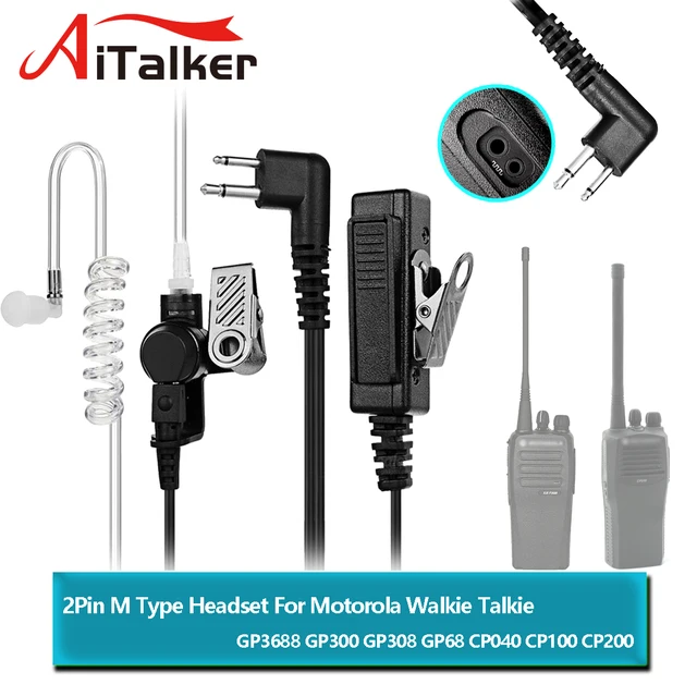 MOTOROLA Walkie Talkie Acoustic Tube Earpiece Headset Mic For DP1400 EP450 GP88S CP88 CP040 CP140 CP180 GP300 GP68 PR400 P080