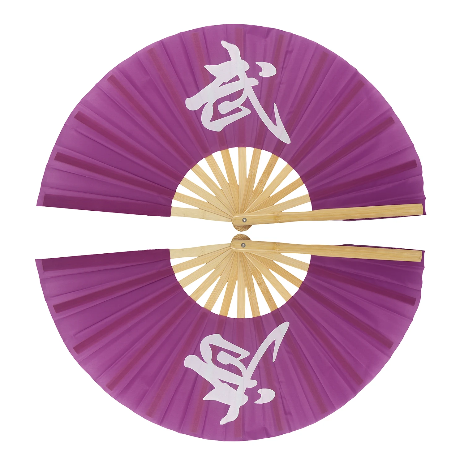 Martial Art Tai Chi Fan Bamboo Frame Silk Cover 13.4in/34cm Stainless Rivets Crisp Sound Kung Fu Wushu Cosplay Smooth Action